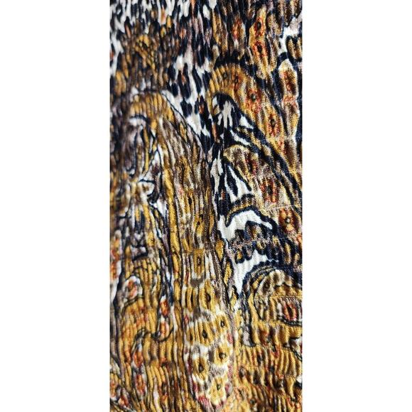 Pleat Pleat By Rafael Leopard Print 3/4 Sleeve Front Tie Crop Blouse Size Large - Picture 5 of 7